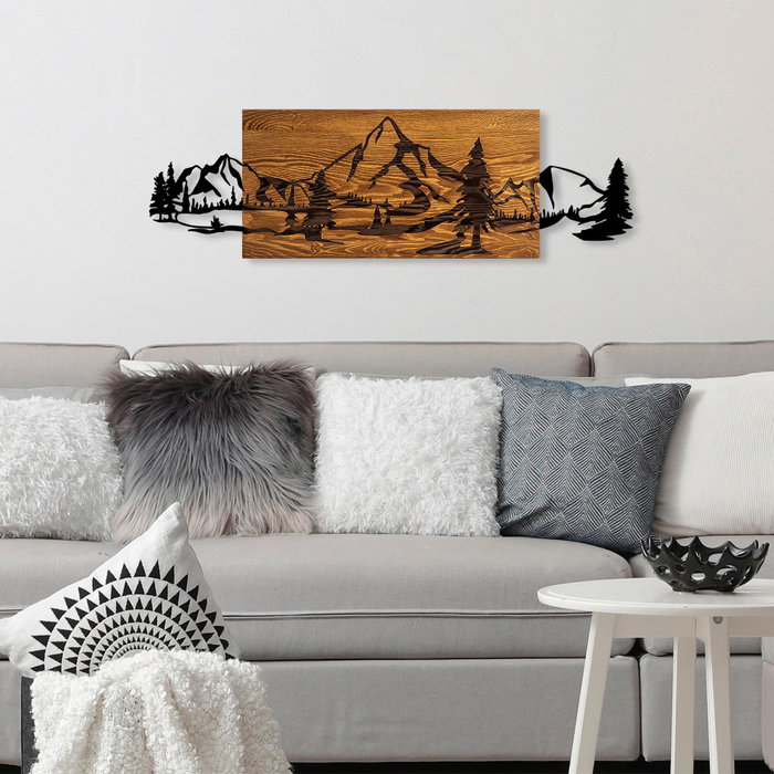 Wallity Mountain Range Escultura de Pared en Nogal y Negro Wallity Mountain Range Escultura de Pared en Nogal y Negro